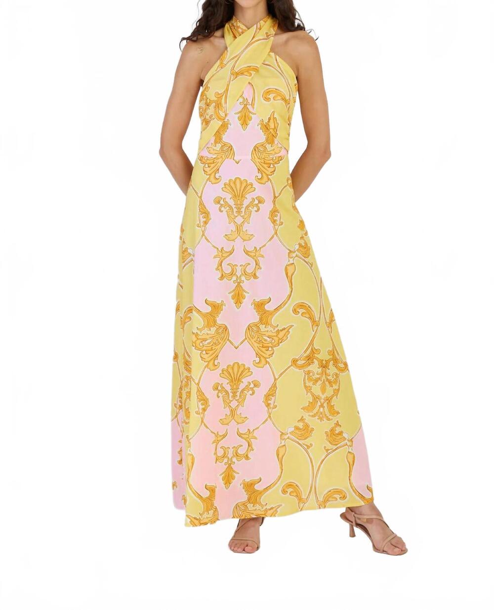 NEW BEYOND BY VERA jules halter neck dress in sirens blush